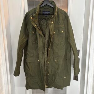 Lands End 2X Womens Field Jacket Chore Coat Detachable Lining Hidden Hood Pckets